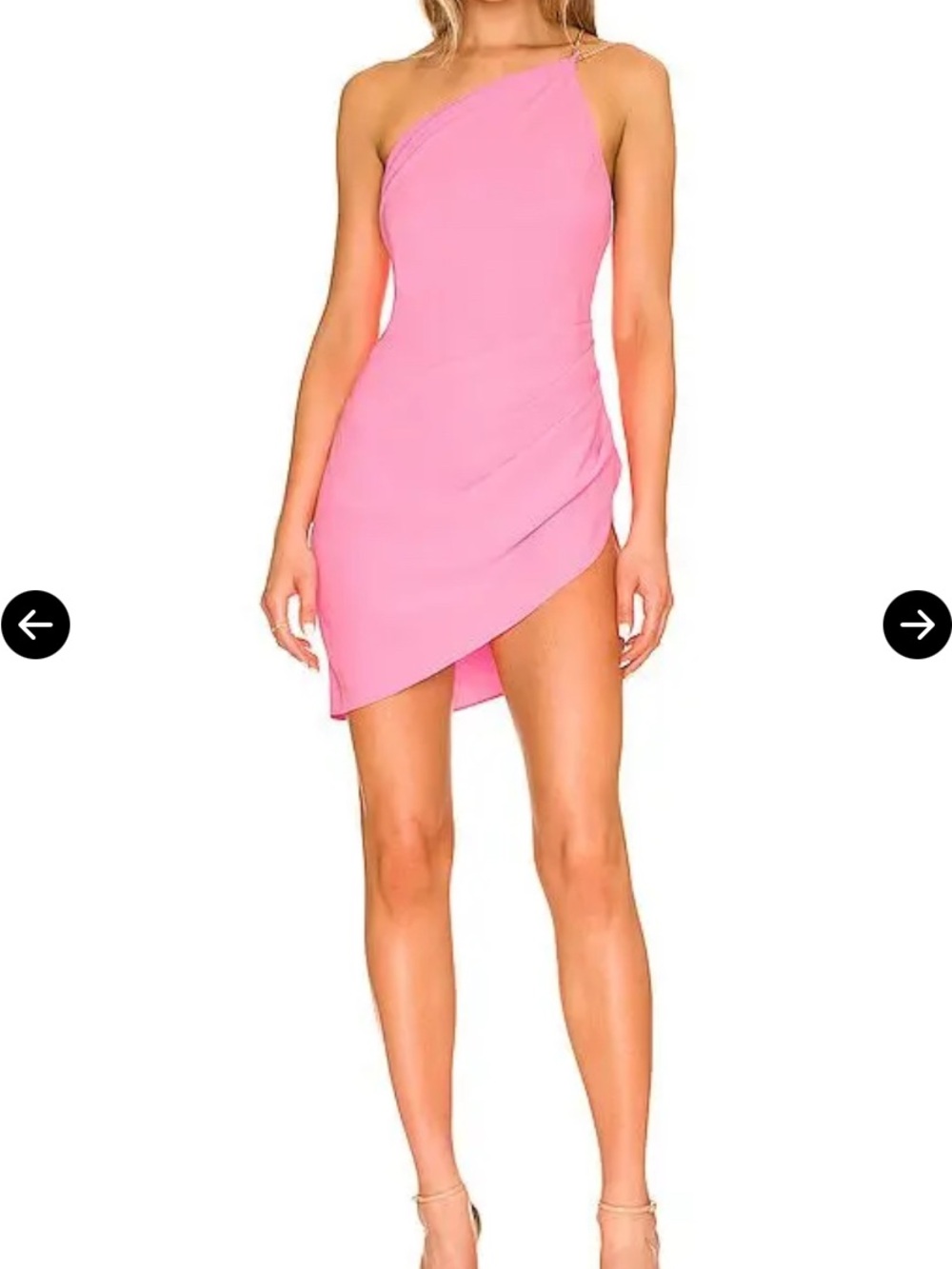 Amanda Uprichard Asymmetric Pink Dress with Gold Chain Strap